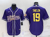 Men's Minnesota Vikings #19 Adam Thielen Purple Yellow With Patch Cool Base Stitched Baseball Jersey,baseball caps,new era cap wholesale,wholesale hats